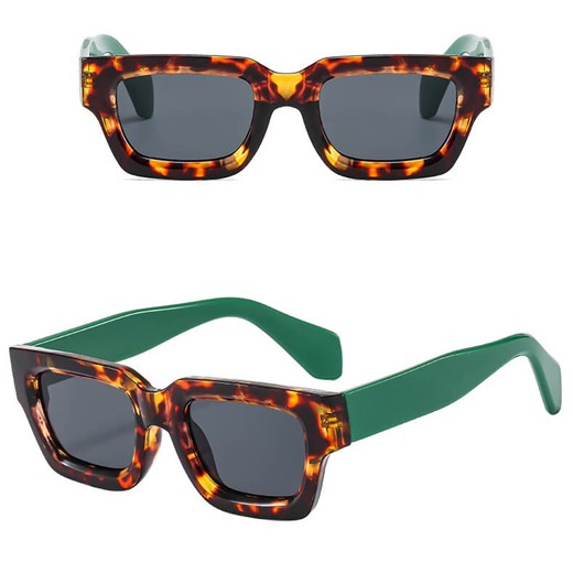 Okulary przeciwsłoneczne z filtrem UV400 STL21E panterkowo - zielone + akcesoria ze sklepu Stylion w kategorii Okulary przeciwsłoneczne damskie - zdjęcie 185965290