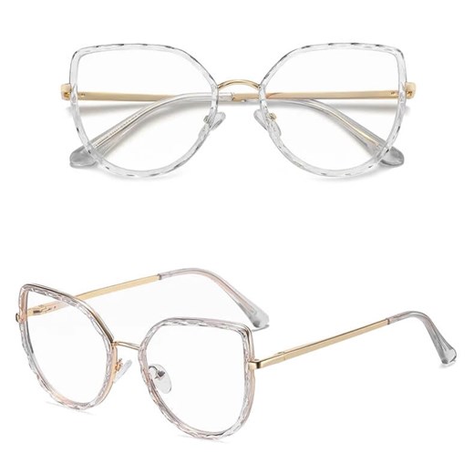Damskie kocie okulary zerówki do komputera BLUE LIGHT z flexami 25137E bezbarwne ze sklepu Stylion w kategorii Okulary przeciwsłoneczne damskie - zdjęcie 185965294
