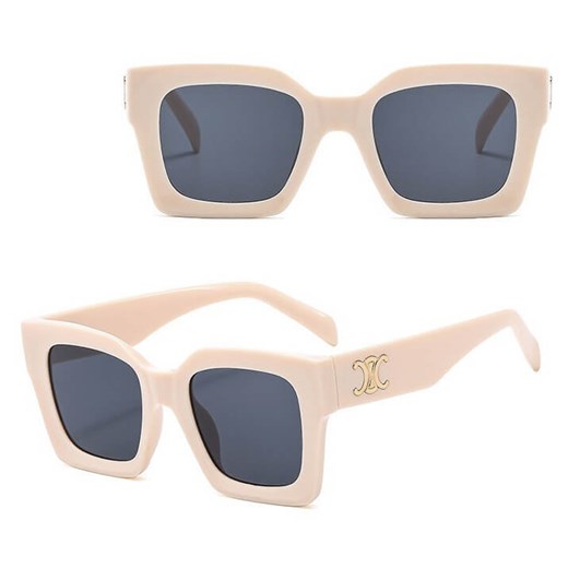 Okulary przeciwsłoneczne z filtrem UV400 STL24B kremowe + akcesoria ze sklepu Stylion w kategorii Okulary przeciwsłoneczne damskie - zdjęcie 185965311
