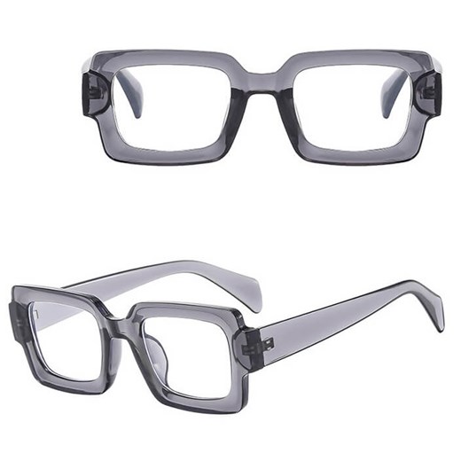 Okulary Prostokątne zerówki do komputera z filtrem BLUE LIGHT STL40G szare transparentne + akcesoria ze sklepu Stylion w kategorii Okulary zerówki damskie - zdjęcie 185965380