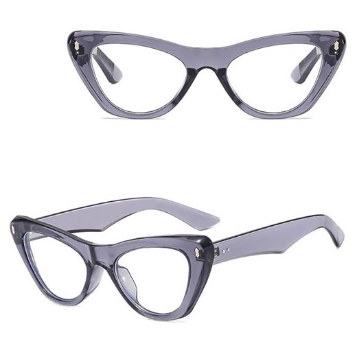 Okulary Kocie zerówki do komputera z filtrem BLUE LIGHT STL35G szare transparentne + akcesoria ze sklepu Stylion w kategorii Okulary zerówki damskie - zdjęcie 185965410