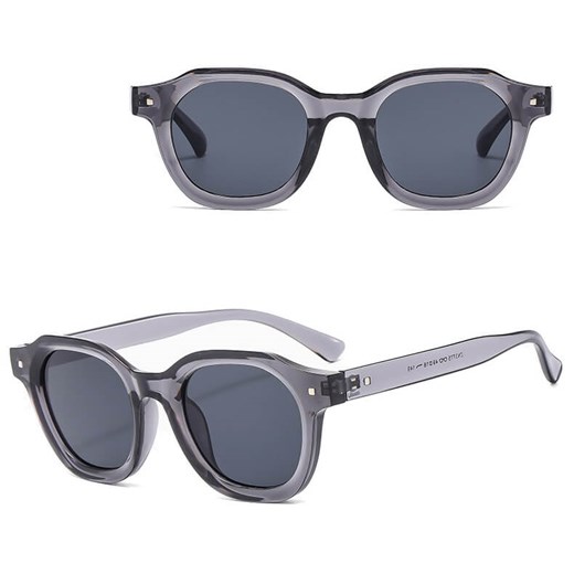 Okulary Owalne przeciwsłoneczne z filtrem UV400 STL45B szare transparentne + akcesoria ze sklepu Stylion w kategorii Okulary przeciwsłoneczne damskie - zdjęcie 185965411