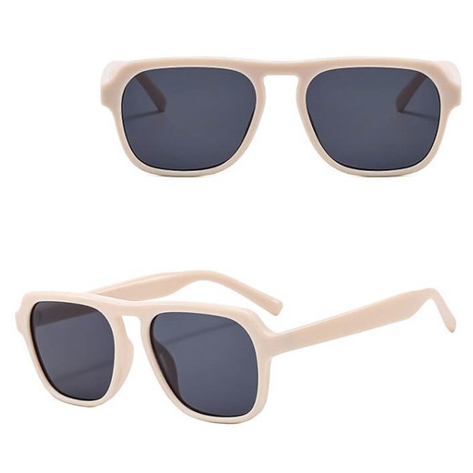 Okulary przeciwsłoneczne z filtrem UV400 pilotki STL38B kremowe + akcesoria ze sklepu Stylion w kategorii Okulary przeciwsłoneczne męskie - zdjęcie 185965430