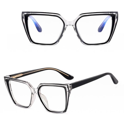 Damskie kocie okulary zerówki do komputera BLUE LIGHT na teleskopach 25152 Czarny ze sklepu Stylion w kategorii Okulary korekcyjne damskie - zdjęcie 185965451