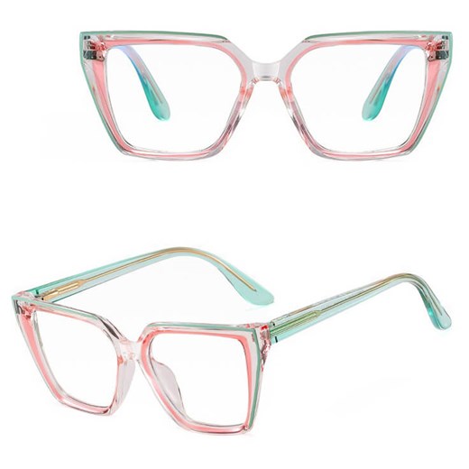 Damskie kocie okulary zerówki do komputera BLUE LIGHT na teleskopach 25152A Mięta/Róż ze sklepu Stylion w kategorii Okulary zerówki damskie - zdjęcie 185965452