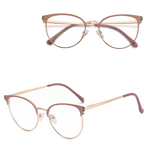Damskie okulary Kocie Oczy zerówki do komputera BLUE LIGHT na teleskopach 25110D Jasny Brązowy/Złoty ze sklepu Stylion w kategorii Okulary zerówki damskie - zdjęcie 185965472