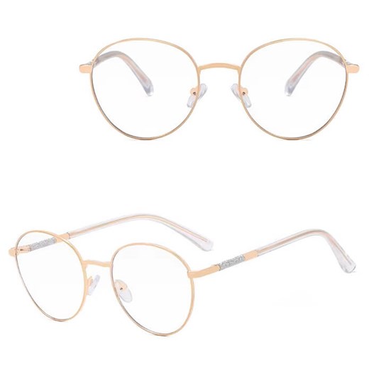 Damskie okulary Lenonki zerówki do komputera BLUE LIGHT na teleskopach 25148A Złoty ze sklepu Stylion w kategorii Okulary zerówki damskie - zdjęcie 185965491