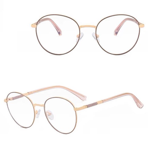 Damskie okulary Lenonki zerówki do komputera BLUE LIGHT na teleskopach 25148E Złoto/Kawowy ze sklepu Stylion w kategorii Okulary zerówki damskie - zdjęcie 185965493