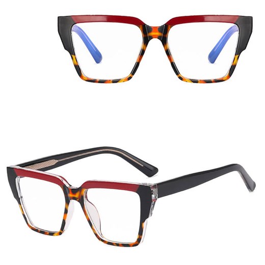 Okulary damskie kocie zerówki do komputera BLUE LIGHT 25143E Czarny/Panterka/Czerwony ze sklepu Stylion w kategorii Okulary zerówki damskie - zdjęcie 185965590