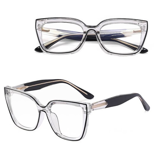 Damskie okulary kocie oczy zerówki do komputera BLUE LIGHT 25150A transparentny/czarny ze sklepu Stylion w kategorii Okulary zerówki damskie - zdjęcie 185965593