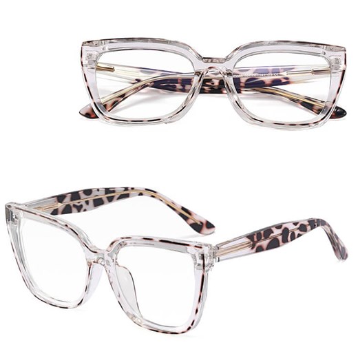 Damskie okulary kocie oczy zerówki do komputera BLUE LIGHT 25150B transparentny/panterka ze sklepu Stylion w kategorii Okulary zerówki damskie - zdjęcie 185965594