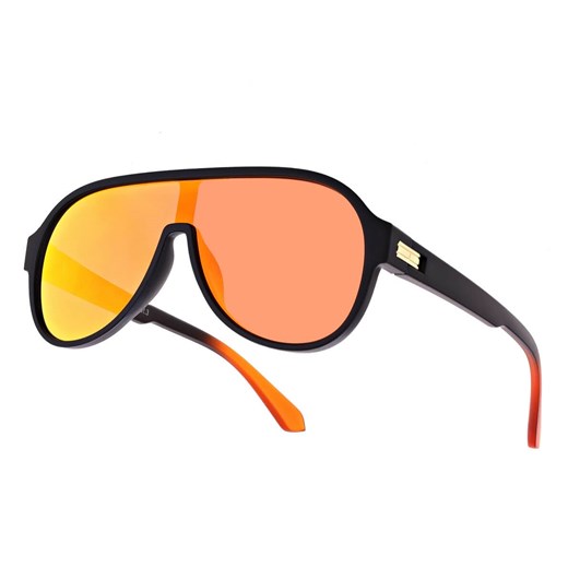 Okulary przeciwsłoneczne Pilotki lustrzane z filtrem UV400 SVM-19C czarne/pomarańczowe ze sklepu Stylion w kategorii Okulary przeciwsłoneczne damskie - zdjęcie 185965624