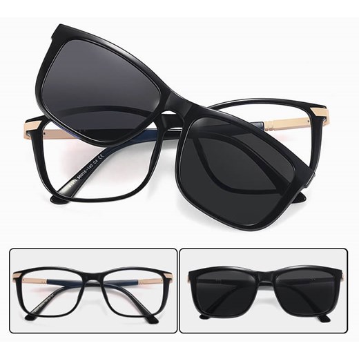 2w1 Okulary do komputera + nakładka przeciwsłoneczna na magnes Clip-On 25160 czarny ze sklepu Stylion w kategorii Oprawki do okularów damskie - zdjęcie 185965644