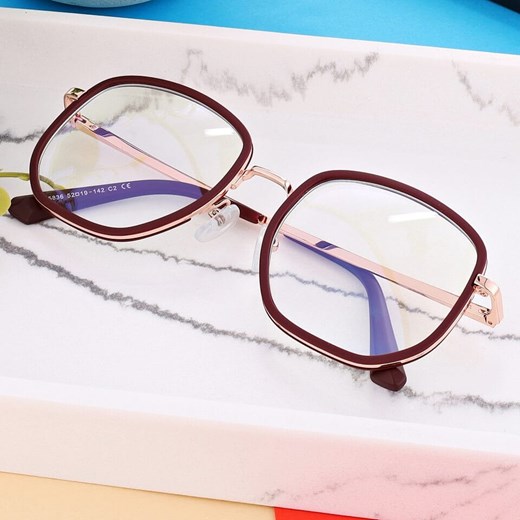Damskie owalne okulary zerówki do komputera BLUE LIGHT na teleskopach 25155D Brązowy/Złoty ze sklepu Stylion w kategorii Okulary zerówki damskie - zdjęcie 185965671