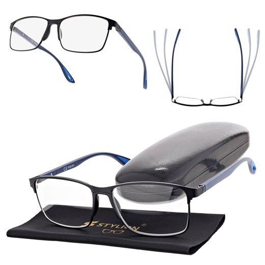 Plusy +3.25 Męskie okulary do czytania korekcyjne ST336 czarny/granat ze sklepu Stylion w kategorii Okulary korekcyjne męskie - zdjęcie 185965683