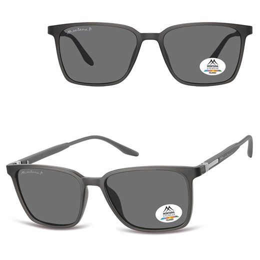 Grafitowe prostokątne okulary przeciwsłoneczne z polaryzacją z flexami MP186E ze sklepu Stylion w kategorii Okulary przeciwsłoneczne męskie - zdjęcie 185965713