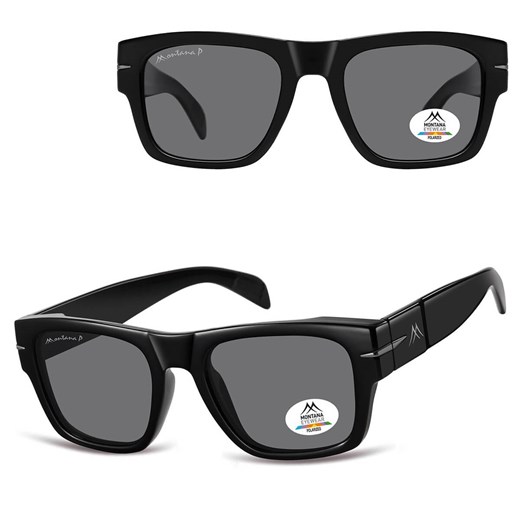 Czarne prostokątne okulary przeciwsłoneczne z polaryzacją MP189 ze sklepu Stylion w kategorii Okulary przeciwsłoneczne męskie - zdjęcie 185965724