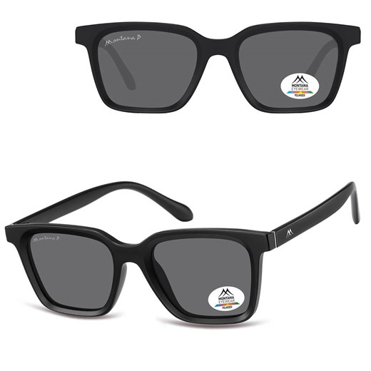 Czarne prostokątne okulary przeciwsłoneczne z polaryzacją MP58 ze sklepu Stylion w kategorii Okulary przeciwsłoneczne damskie - zdjęcie 185965750