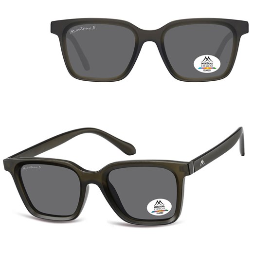 Szare prostokątne okulary przeciwsłoneczne z polaryzacją MP58E ze sklepu Stylion w kategorii Okulary przeciwsłoneczne damskie - zdjęcie 185965754