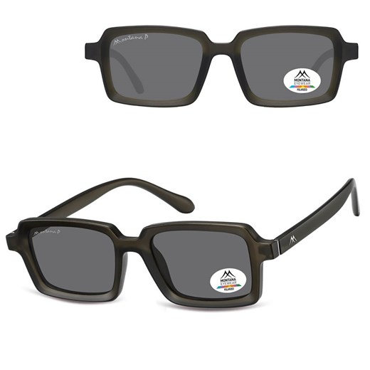 Szare prostokątne okulary przeciwsłoneczne z polaryzacją MP57E ze sklepu Stylion w kategorii Okulary przeciwsłoneczne damskie - zdjęcie 185965760