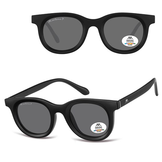 Czarne owalne okulary przeciwsłoneczne z polaryzacją MP61 ze sklepu Stylion w kategorii Okulary przeciwsłoneczne damskie - zdjęcie 185965761