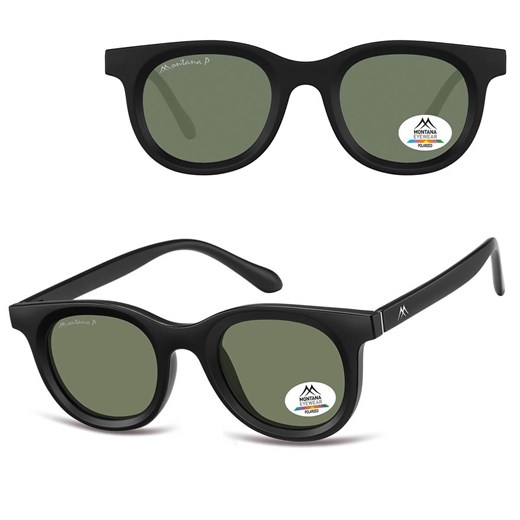 Czarne owalne okulary przeciwsłoneczne z polaryzacją MP61A ze sklepu Stylion w kategorii Okulary przeciwsłoneczne damskie - zdjęcie 185965762