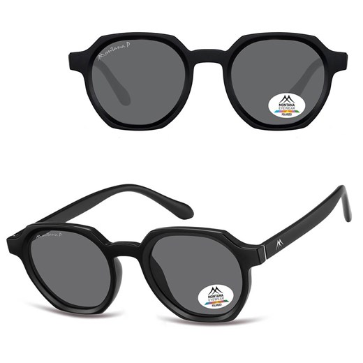 Czarne owalne okulary przeciwsłoneczne z polaryzacją MP62 ze sklepu Stylion w kategorii Okulary przeciwsłoneczne damskie - zdjęcie 185965773