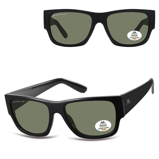 Czarne prostokątne okulary przeciwsłoneczne z polaryzacją MP195A ze sklepu Stylion w kategorii Okulary przeciwsłoneczne męskie - zdjęcie 185965782