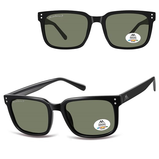 Prostokątne okulary przeciwsłoneczne z polaryzacją MP196A czarny/zielony ze sklepu Stylion w kategorii Okulary przeciwsłoneczne męskie - zdjęcie 185965790
