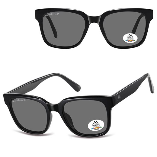 Czarne prostokątne okulary przeciwsłoneczne z polaryzacją MP54 ze sklepu Stylion w kategorii Okulary przeciwsłoneczne męskie - zdjęcie 185965800