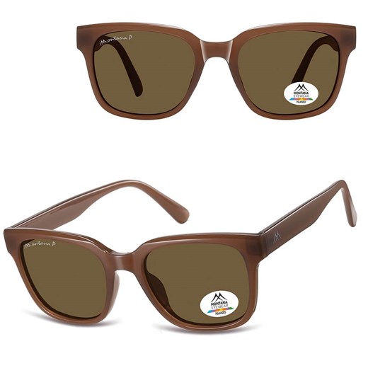 Brązowe prostokątne okulary przeciwsłoneczne z polaryzacją MP54E ze sklepu Stylion w kategorii Okulary przeciwsłoneczne damskie - zdjęcie 185965804