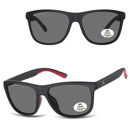 Prostokątne okulary męskie przeciwsłoneczne z polaryzacją MP199 czarne/czerwone ze sklepu Stylion w kategorii Okulary przeciwsłoneczne męskie - zdjęcie 185965812