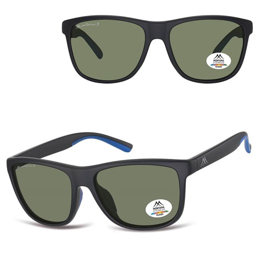 Prostokątne okulary męskie przeciwsłoneczne z polaryzacją MP199A czarne/niebieskie ze sklepu Stylion w kategorii Okulary przeciwsłoneczne męskie - zdjęcie 185965813