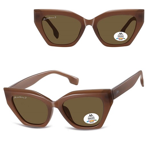 Damskie okulary przeciwsłoneczne kocie z polaryzacją MP55C brązowe ze sklepu Stylion w kategorii Okulary przeciwsłoneczne damskie - zdjęcie 185965823