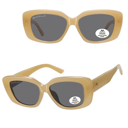 Duże damskie okulary przeciwsłoneczne kocie z polaryzacją MP56E waniliowy ze sklepu Stylion w kategorii Okulary przeciwsłoneczne damskie - zdjęcie 185965882