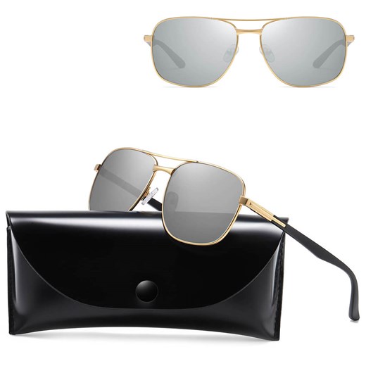 Męskie Przeciwsłoneczne okulary z polaryzacją STL51A złoto/srebrne ze sklepu Stylion w kategorii Okulary przeciwsłoneczne męskie - zdjęcie 185965892