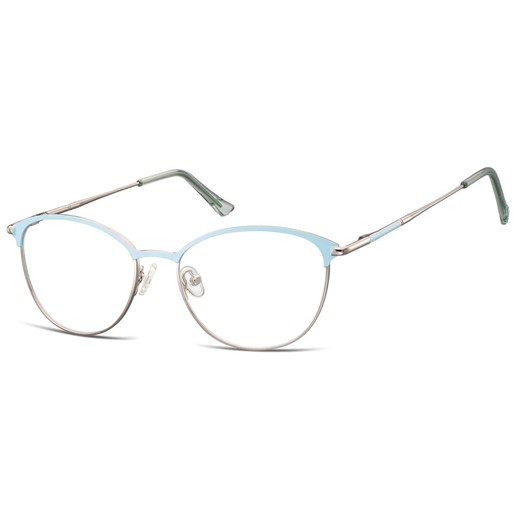 Okulary damskie zerówki kocie oprawki korekcyjne medium M295 błękit/srebrny ze sklepu Stylion w kategorii Oprawki do okularów damskie - zdjęcie 185965933