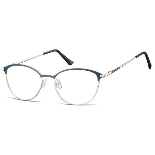 Okulary damskie zerówki kocie oprawki korekcyjne medium M295D granatowy/srebrny ze sklepu Stylion w kategorii Oprawki do okularów damskie - zdjęcie 185965953