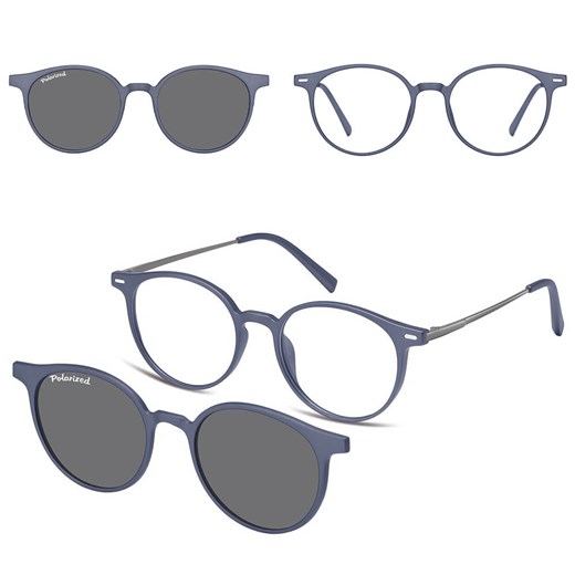 Okulary pod korekcję z polaryzacyjną nakładką przeciwsłoneczną CLIP-M-TRC299A-1 gołębi ze sklepu Stylion w kategorii Oprawki do okularów damskie - zdjęcie 185966104