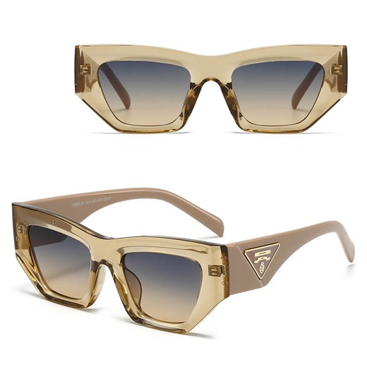 Damskie okulary przeciwsłoneczne z filtrem UV400 - SV104C beżowe ze sklepu Stylion w kategorii Okulary przeciwsłoneczne damskie - zdjęcie 185966204