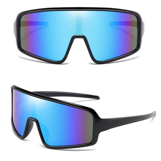 Sportowe okulary przeciwsłoneczne lustrzanki z filtrem UV400 STS-01A czarny/niebieski ze sklepu Stylion w kategorii Okulary przeciwsłoneczne męskie - zdjęcie 185966212
