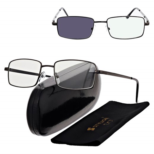 Plusy +1.50 Fotochromowe okulary do czytania z flexami ST342 czarne ze sklepu Stylion w kategorii Okulary korekcyjne damskie - zdjęcie 185966223