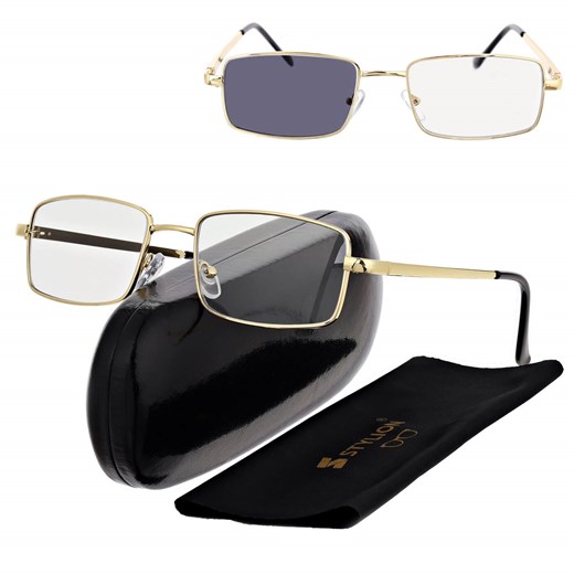 Plusy +3.50 Fotochromowe okulary do czytania z flexami ST342B złote ze sklepu Stylion w kategorii Okulary korekcyjne damskie - zdjęcie 185966240