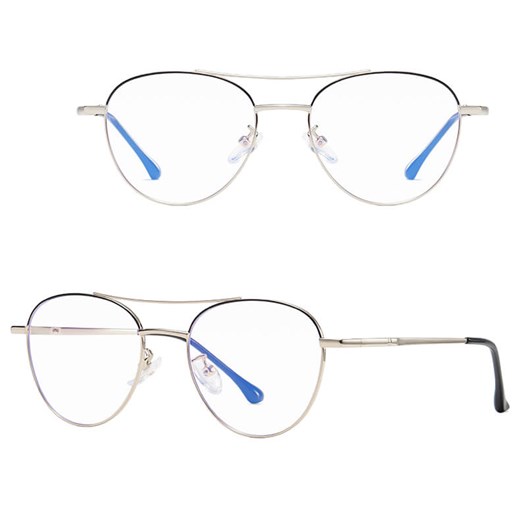 Damskie okulary pilotki zerówki do komputera Blue Light 25167 srebrne ze sklepu Stylion w kategorii Oprawki do okularów męskich - zdjęcie 185966244