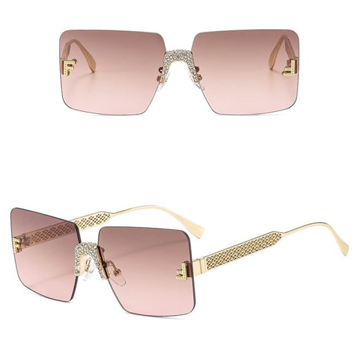 Damskie bezramkowe okulary przeciwsłoneczne z filtrem UV400 - SRP-01D kawowy/złoty ze sklepu Stylion w kategorii Okulary przeciwsłoneczne damskie - zdjęcie 185966274
