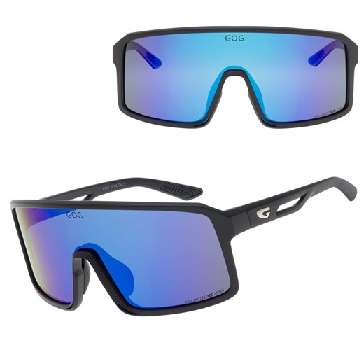 Sportowe okulary przeciwsłoneczne z polaryzacją GOG E517-1P czarny/niebieski ze sklepu Stylion w kategorii Okulary przeciwsłoneczne męskie - zdjęcie 185966304