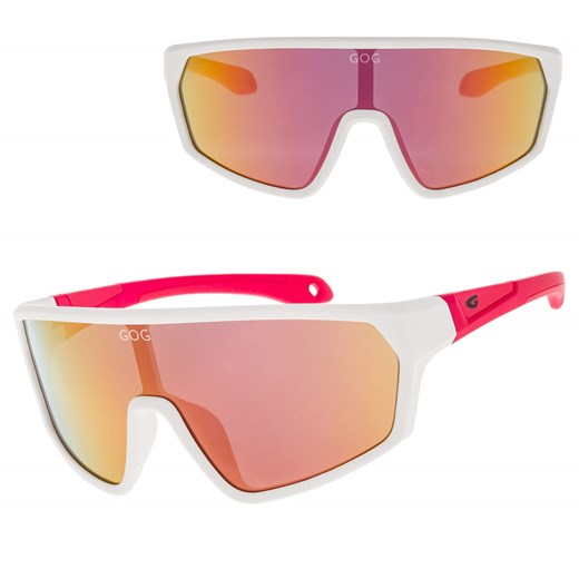 Juniorskie gumowe okulary przeciwsłoneczne sportowe GOG E995-3 biały/różowy ze sklepu Stylion w kategorii Okulary przeciwsłoneczne męskie - zdjęcie 185966343