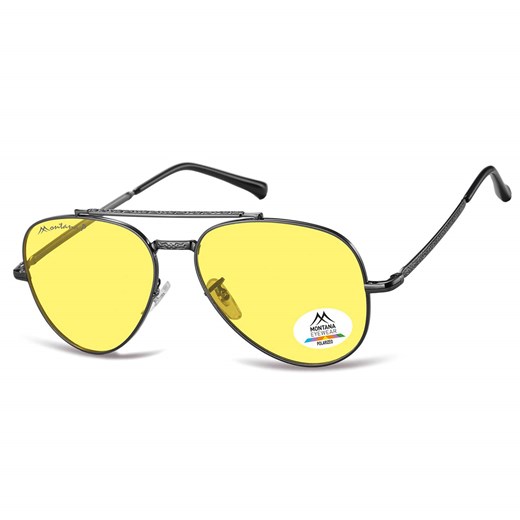 Rozjaśniające żółte okulary pilotki z polaryzacją do jazdy nocą MP185G - id: 9668 - marki Montana - 185966360 Rozjaśniające żółte okulary pilotki z polaryzacją do jazdy nocą MP185G ze sklepu Stylion w kategorii Okulary przeciwsłoneczne męskie - zdjęcie 185966360