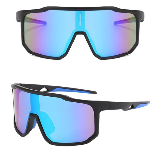 Sportowe okulary przeciwsłoneczne lustrzane STS-02A czarny/niebieski ze sklepu Stylion w kategorii Okulary przeciwsłoneczne męskie - zdjęcie 185966460