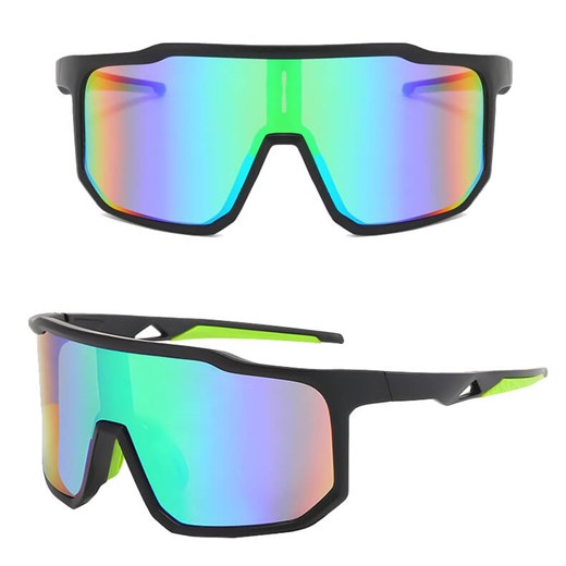 Sportowe okulary przeciwsłoneczne lustrzane STS-02B czarny/zielony ze sklepu Stylion w kategorii Okulary przeciwsłoneczne męskie - zdjęcie 185966461